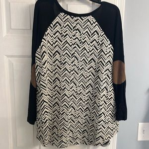 Long Sleeve Black and White Top
